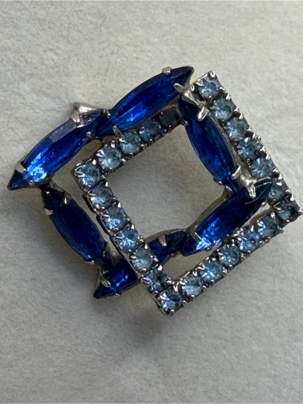 Sapphire-Blue Crystal Square Brooch - Women Jewelry - Picture 8 of 11